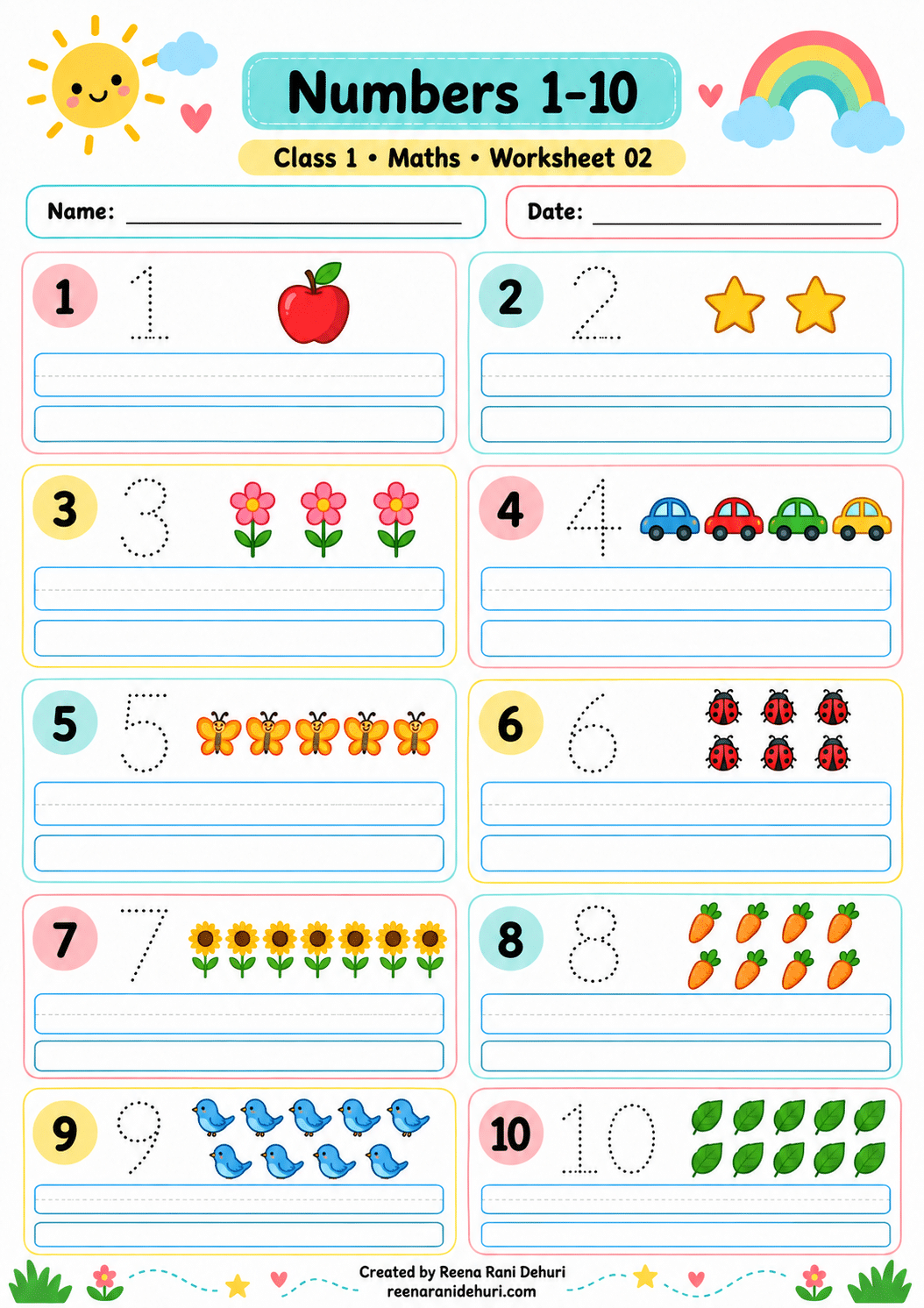 The Mystery Number Hunt: A Fun Maths Game Numbers 1 to 10 practice worksheet