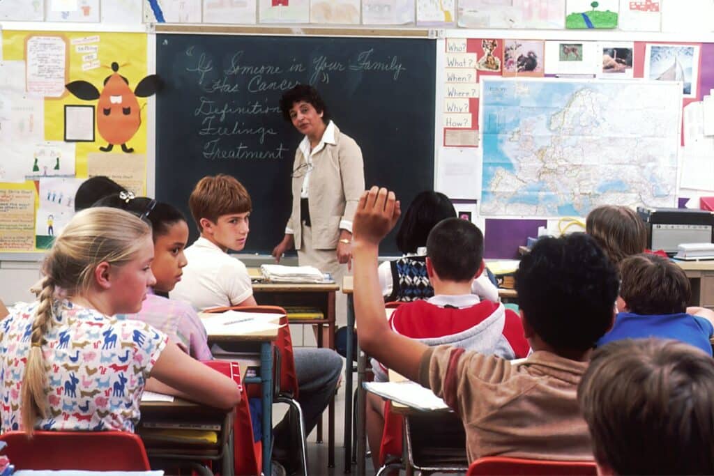 A Five-Minute Reflection Routine for Teachers Teacher and children in a classroom