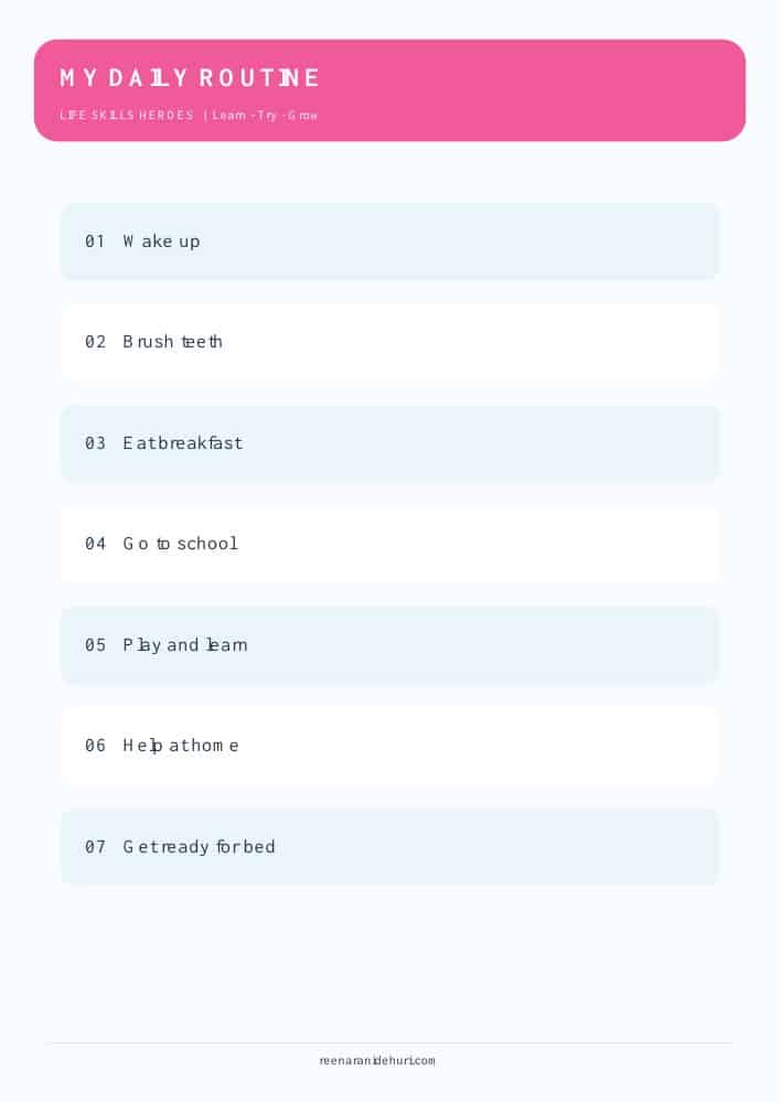 Printables Actual first-page preview of 5 Life Skills Display Charts