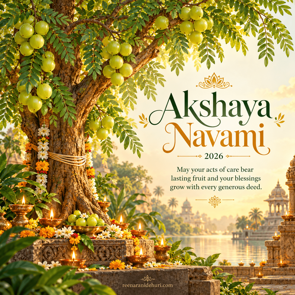 Festive Cards Akshaya Navami 2026 greeting card — May your acts of care bear lasting fruit and your blessings grow with every generous deed.