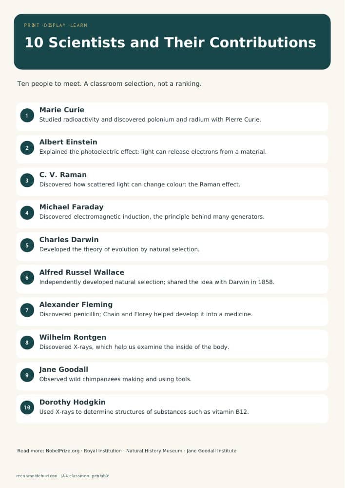 Printables 10 Scientists and Their Contributions A4 printable preview