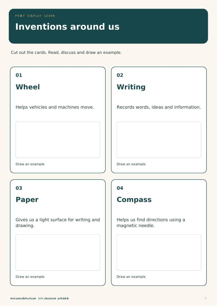 Printables 31 Invention Learning Cards A4 printable preview