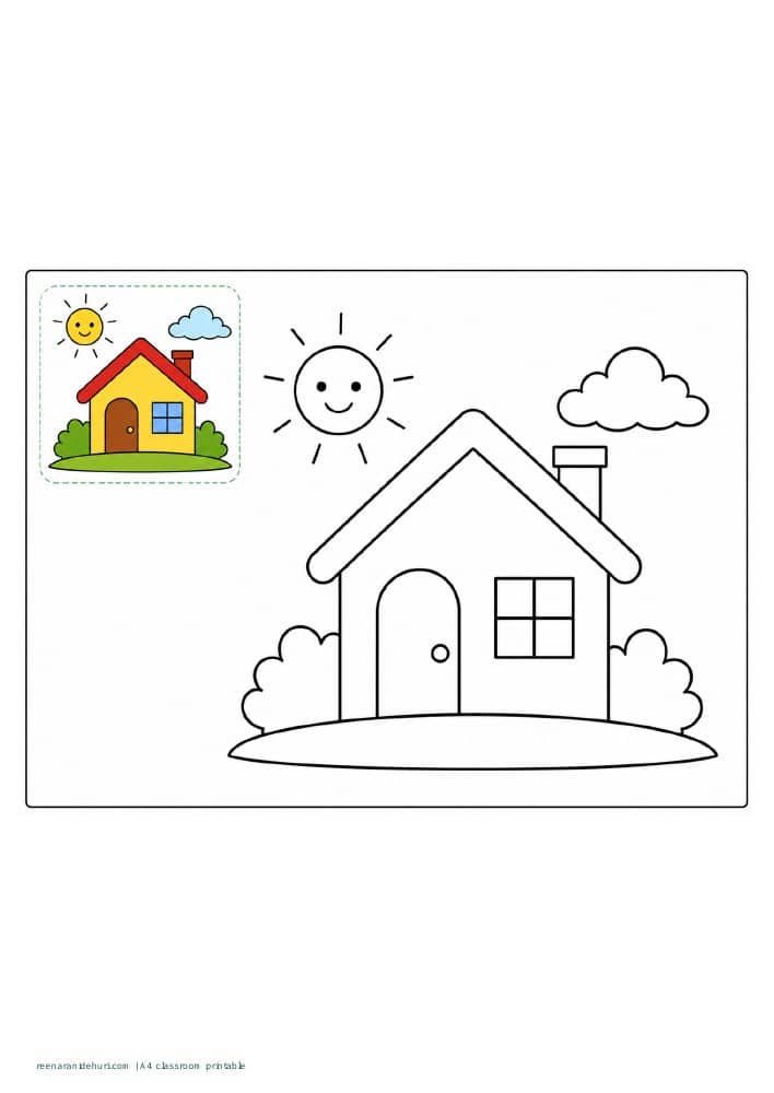 Printables Colour a Little House A4 printable preview