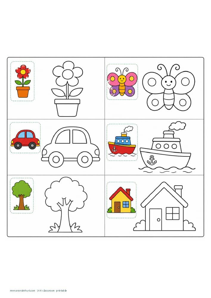 Printables Colouring Fun: Six Pictures A4 printable preview