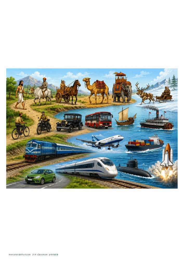 Printables The Story of Transport A4 printable preview