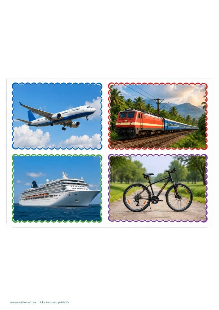 Printables Transport Flashcards: Photo Style A4 printable preview