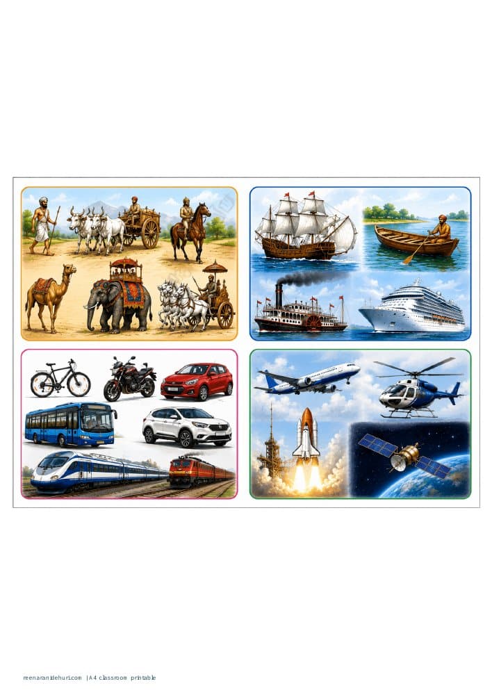 Printables Transport: Past & Present A4 printable preview