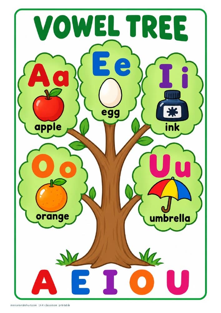 Printables The Vowel Tree A4 printable preview